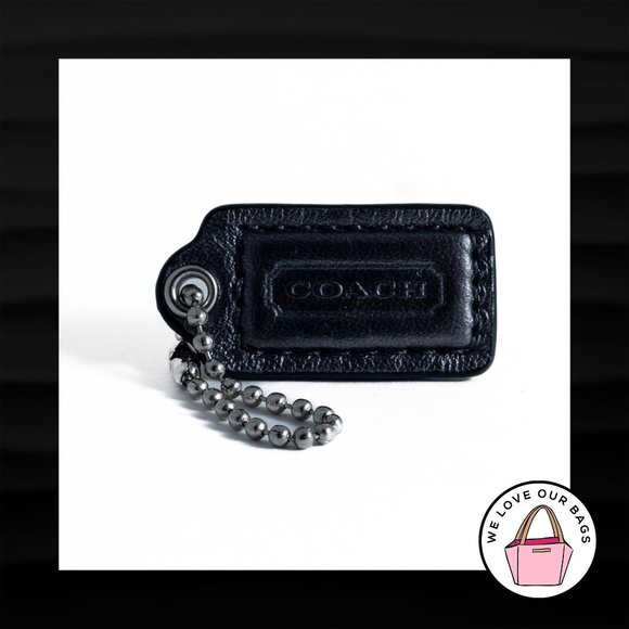1.5" Small COACH DARK GREY GRAY LEATHER KEYFOB CHARM KEYCHAIN HANG TAG WRISTLET - Picture 1 of 1